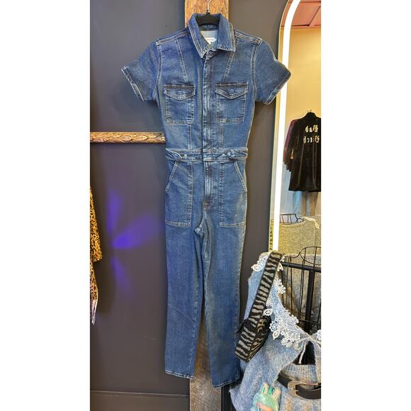 $199 Good American Dark Blue Denim Jumpsuit XS NWT - Picture 5 of 5